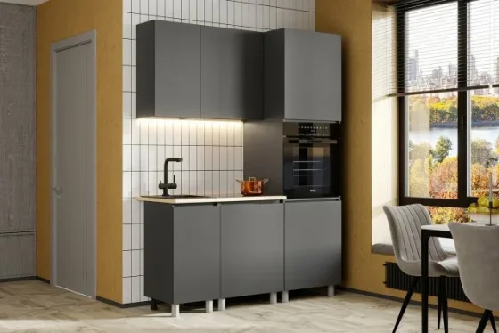 Модульная кухня прямая Денвер 1,6 м (160х216.4х60 см), графит